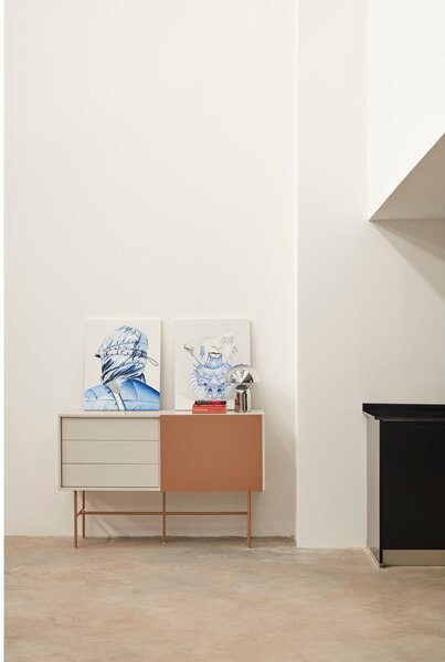 Cassettiera bassa con ante scorrevoli in mattone/beige 140x91 cm Nube - Teulat