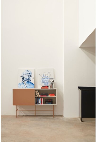 Cassettiera bassa con ante scorrevoli in mattone/beige 140x91 cm Nube - Teulat