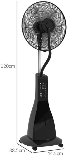 HOMCOM Ventilatore Nebulizzatore con Serbatoio 3L, 3 Modalità e 3 Velocità, 44.5x38.5x120 cm, Nero | Aosom Italy