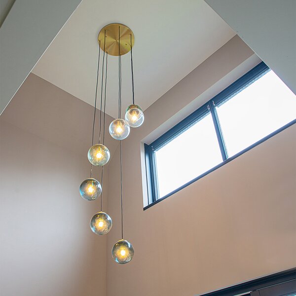 Lampada a sospensione smart ottone 7 luci incl. WiFi ST64 - Pallon