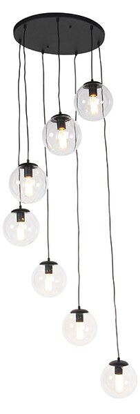 Lampada a sospensione smart nera a 7 luci incl. WiFi ST64 - Pallon