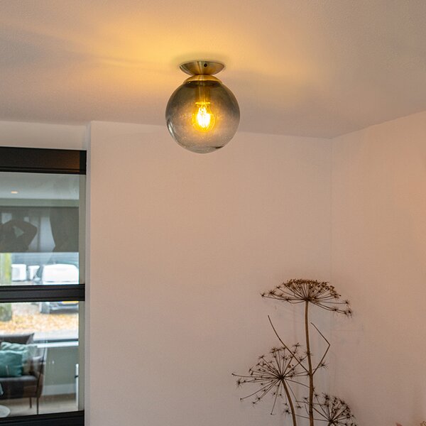 Lampada da soffitto intelligente in ottone con vetro blu oceano incl. Wi-Fi ST64 - Pallon