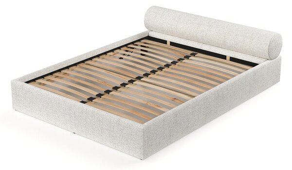 Letto matrimoniale imbottito color crema con contenitore e rete inclusi 180x200 cm Solvo – Maison de Rêve