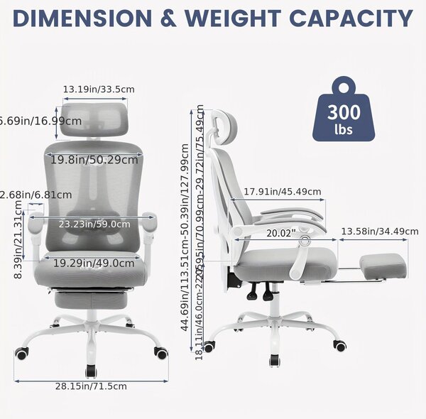 Sedia ergonomica da ufficio - Sedia da ufficio con poggiapiedi - Sedia da ufficio - Sedia da lavoro confortevole - Sedia da gaming