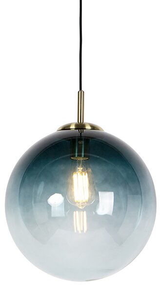 Lampada a sospensione smart in ottone con vetro blu oceano 33 cm incl. WiFi ST64 - Pallon
