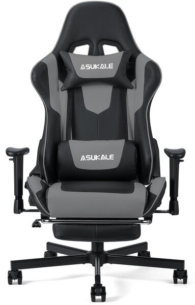 Sedia da gaming, sedia da ufficio – Sedia ergonomica in ecopelle con poggiapiedi e supporto lombare