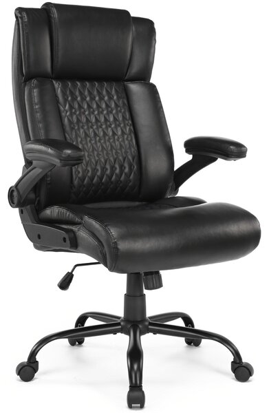 Sedia da ufficio con seduta ampia – Sedia ergonomica – Braccioli pieghevoli – Rivestimento in (PU)