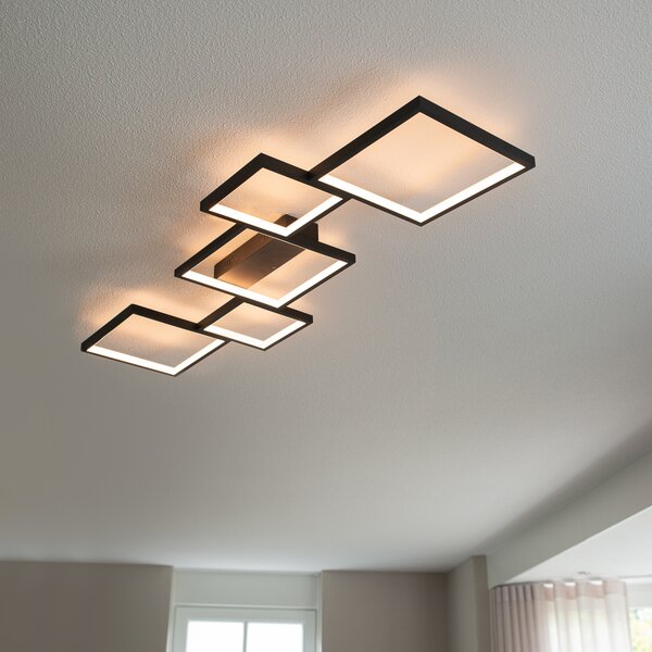Plafoniera nera con LED dimmerabile a 3 livelli 5 luci - Lejo