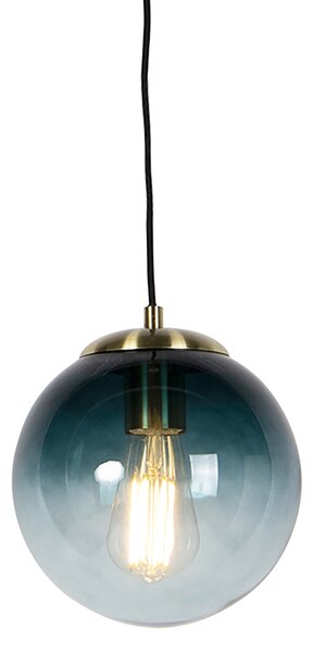Lampada a sospensione smart ottone con vetro blu oceano 20 cm incl. WiFi ST64 - Pallon