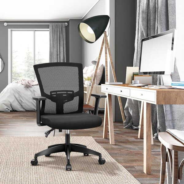 Sedia da ufficio ergonomica con supporto lombare regolabile, braccioli pieghevoli e elevata capacità di carico