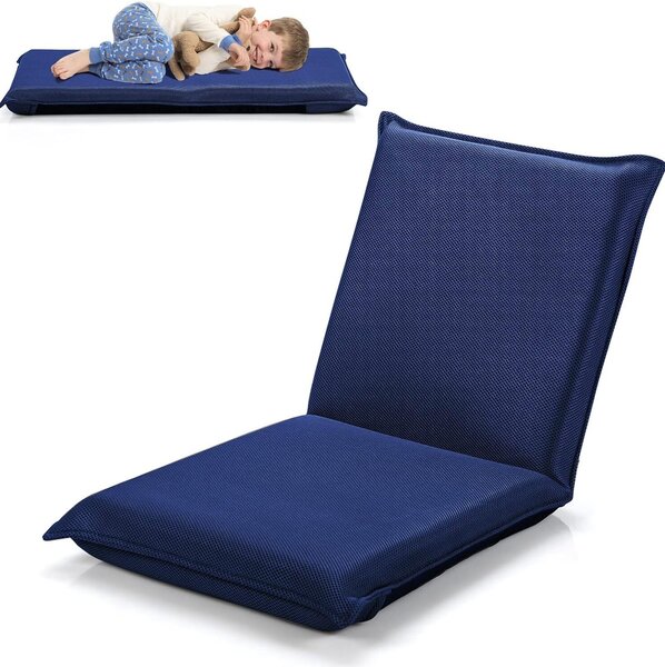 Poltrona pieghevole con schienale regolabile in 6 posizioni, poltrona con funzione reclinabile, poltrona imbottita (blu scuro)