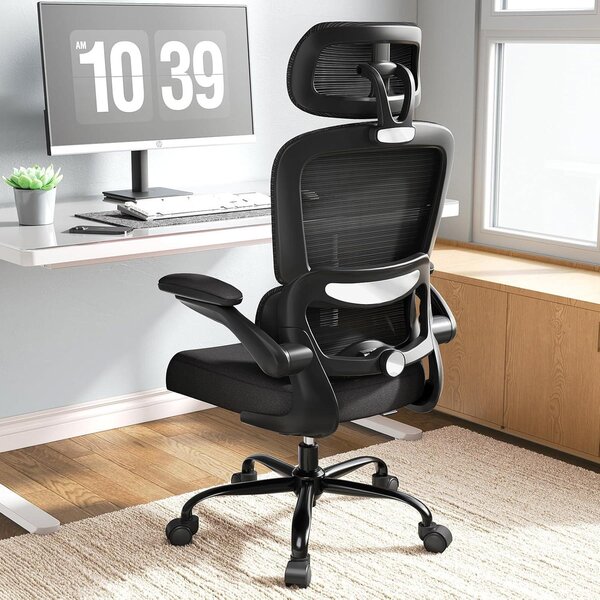 Sedia da ufficio, ergonomica, con supporto lombare regolabile e poggiatesta, sedia da gaming, sedia da ufficio, ergonomica, portata massima 150 kg, adatta a persone di grande corporatura, colore nero