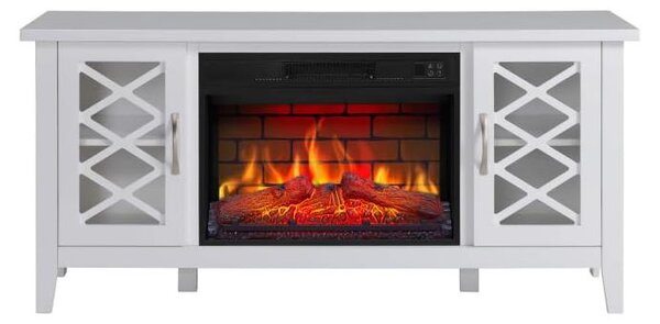 Stufa elettrica autoportante, 1800 W - Mobile in MDF bianco - Effetto fiamma 3D realistico