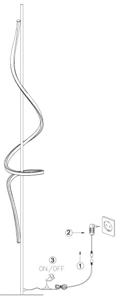 ONLI - Lampada LED da terra TWIST LED/24W/230V 4000K nero