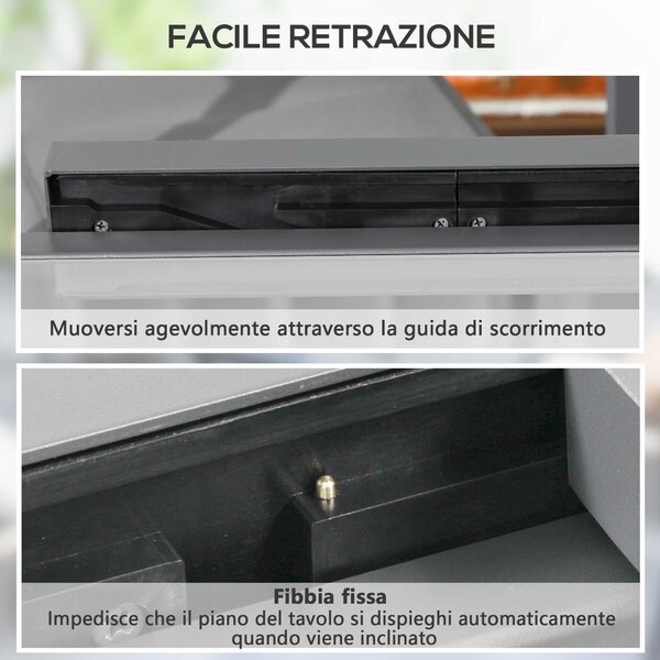 Outsunny Tavolo da Pranzo Allungabile da Giardino con Piano in Vetro e Alluminio, 80-160x80x75 cm, Nero e Trasparente | Aosom Italy