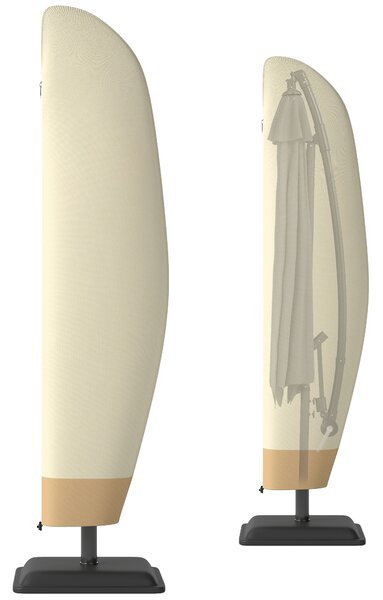 Outsunny Copertura per Ombrellone 3x3 m Impermeabile, Custodia Copri Ombrellone a Sbalzo con Cerniera e Laccio, Beige