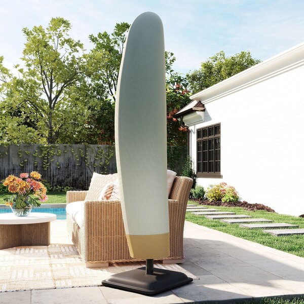 Outsunny Copertura per Ombrellone 3x3 m Impermeabile, Custodia Copri Ombrellone a Sbalzo con Cerniera e Laccio, Beige