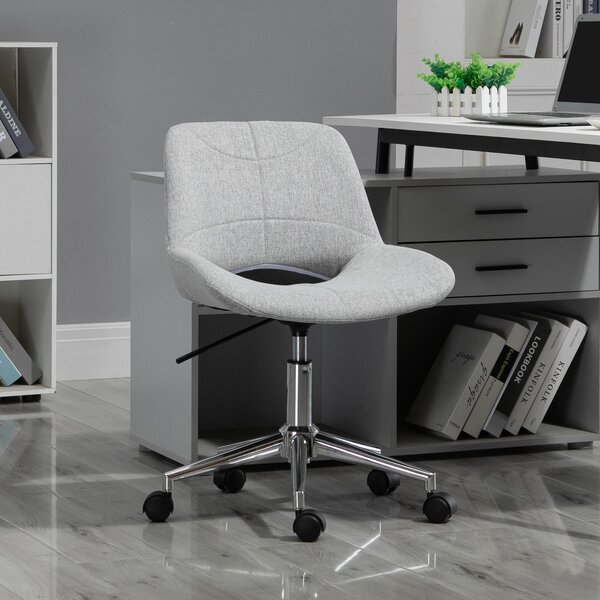MODFU sedia da ufficio girevole a 360° sedia girevole stabile/sedia da scrivania senza braccioli, sedia lounge con schienale, grigio chiaro