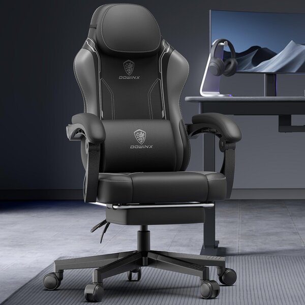 Sedia da gaming ergonomica - Sedia da gaming - Sedia da ufficio - Sedia nera - Poltrona - Rivestimento in ecopelle