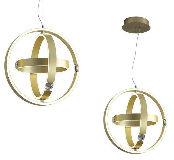 Lampada a sospensione LED SIRIUS bianco-oro 80 W, luce bianca neutra 4000 lm, metallo, dimensioni: 100x50x50 cm, IP20, Milagro