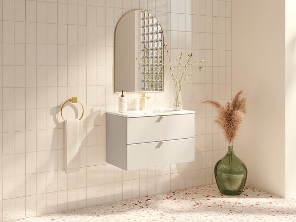 Mobile bagno sospeso con lavabo da incasso Beige 80 cm - LAVENA