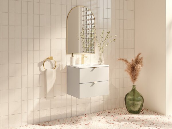 Mobile bagno sospeso con lavabo da incasso Beige 60 cm - LAVENA