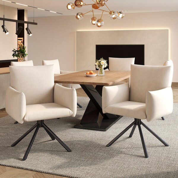 Set di 2 sedie da pranzo - girevoli a 360° con braccioli e supporto lombare