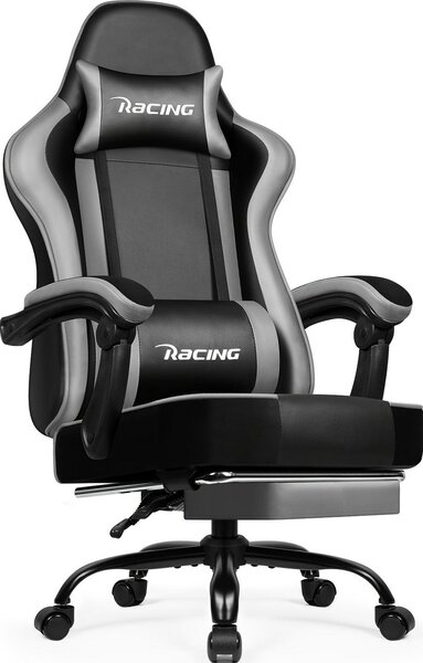 Sedia da gaming con poggiapiedi – Sedia ergonomica da ufficio e per PC, resistente fino a 200 kg