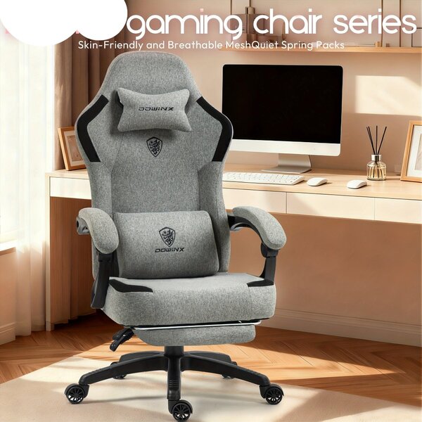 Sedia ergonomica da gaming - Sedia da ufficio - Sedia per computer - Sedia da corsa - Colore: nero e grigio - Schienale regolabile