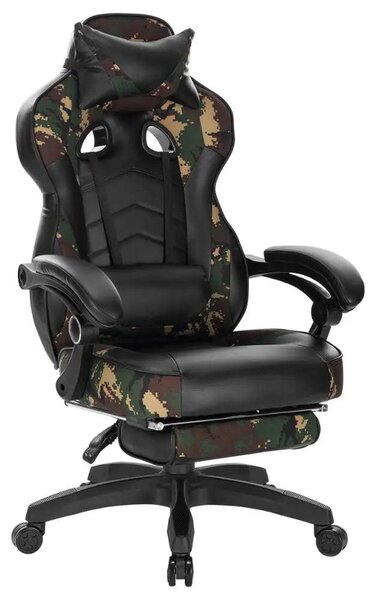 Sedia ergonomica per il gaming e per l'ufficio - Sedia da lavoro confortevole - Schienale regolabile - Poggiapiedi