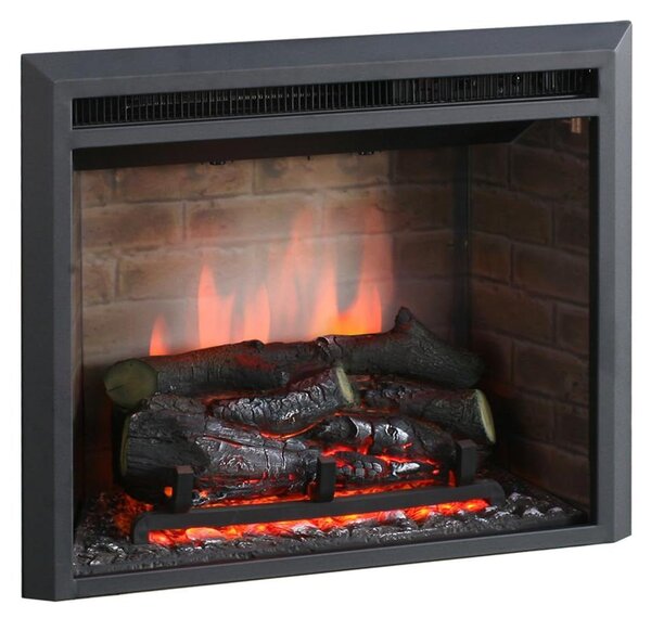 Camino elettrico a parete, 23 pollici, 1000/2000 W, struttura in metallo nero
