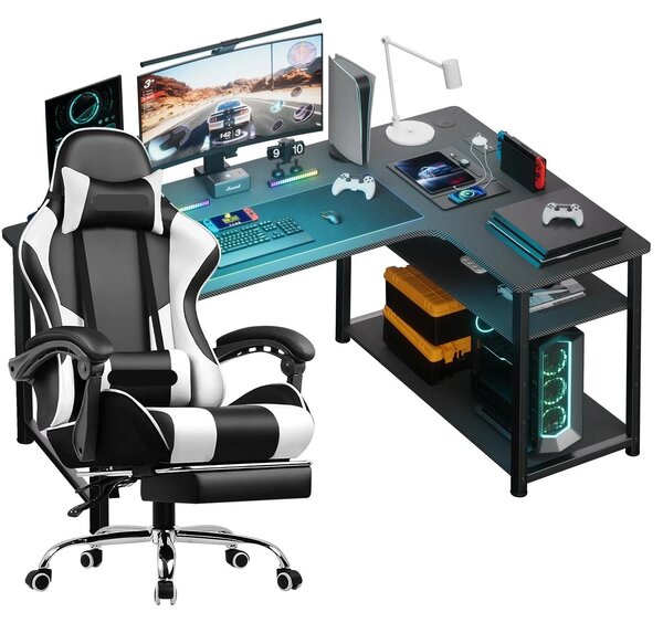 Sedia da gaming - Sedia da ufficio - Sedia da corsa - Sedia per videogiochi - Regolabile - Design ergonomico