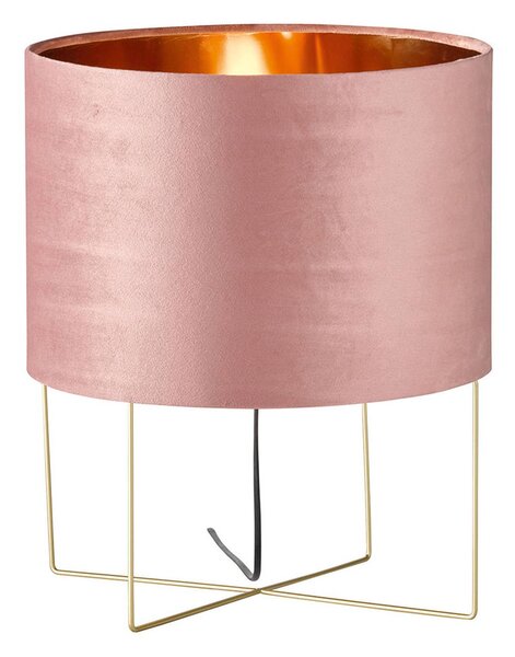 Lampada da tavolo Aura, velluto, alta 43 cm, rosa