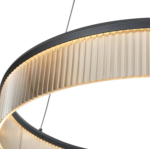 Lampada a sospensione moderna nera 59cm incl. LED dimmerabile a 3 livelli - Anello Chandelier