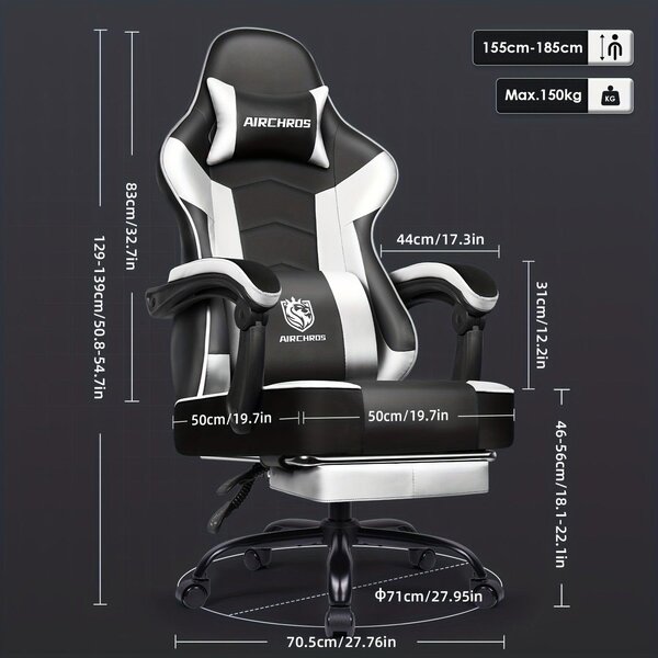 Sedia da gaming – Sedia ergonomica da scrivania con poggiapiedi e schienale regolabile