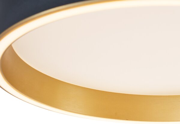 Plafoniera di design nera con oro 40cm incl. LED con interruttore a 3 vie - Ingo