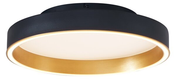 Plafoniera di design nera con oro 40cm incl. LED con interruttore a 3 vie - Ingo