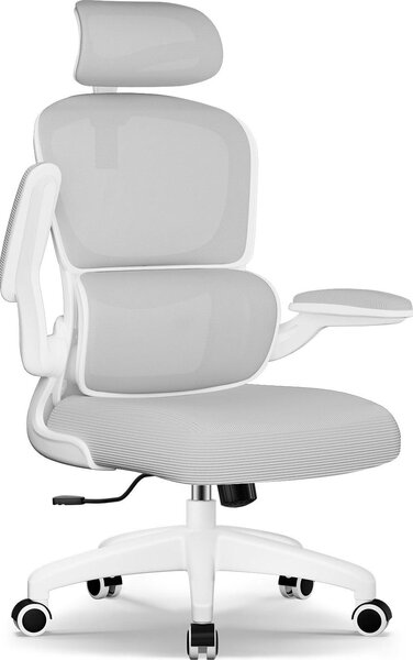 Sedia da ufficio ergonomica con poggiatesta, braccioli e supporto lombare regolabili, adatta a utenti fino a 150 kg