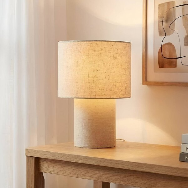 Lampada da tavolo Elfie Lindby, Crema / Ambra, Soggiorno / Sala da pranzo, Tessuto / Stoffa / Seta, Scandinavo, Lampada da tavolo