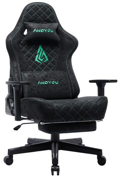Sedia da gaming ergonomica, realizzata in ecopelle traspirante, con schienale e braccioli regolabili