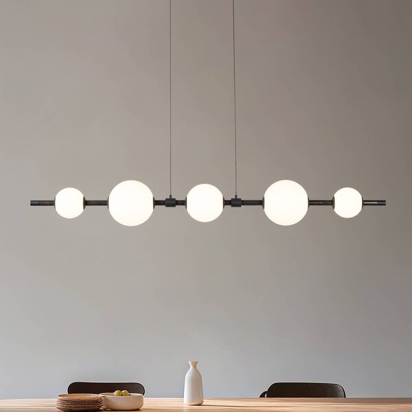 Lucande Lampada LED a sospensione Tanira, nero/bianco, 140 cm, dimmerabile Tanira Lucande,, Nero, Soggiorno / Sala da pranzo, Metallo, Moderno