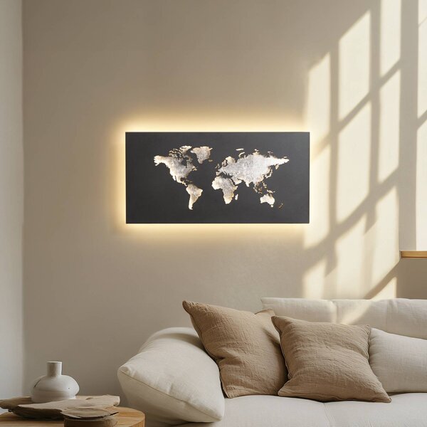 Applique da parete a LED World Lucande, Nero, Soggiorno / Sala da pranzo, Metallo, Moderno, Applique a LED