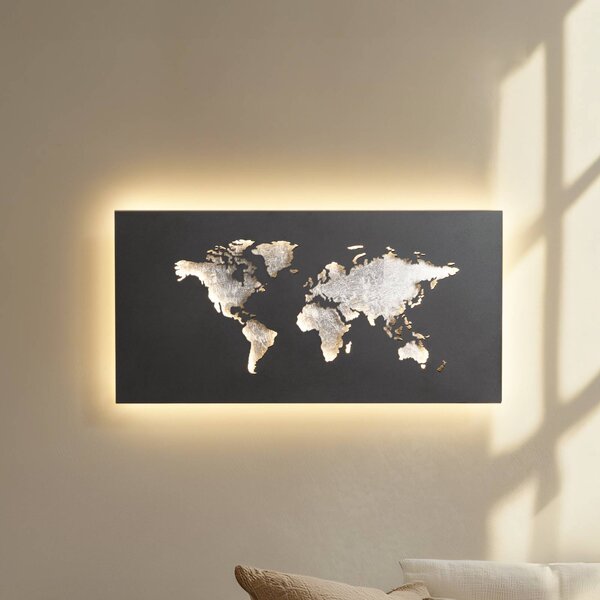 Applique da parete a LED World Lucande, Nero, Soggiorno / Sala da pranzo, Metallo, Moderno, Applique a LED