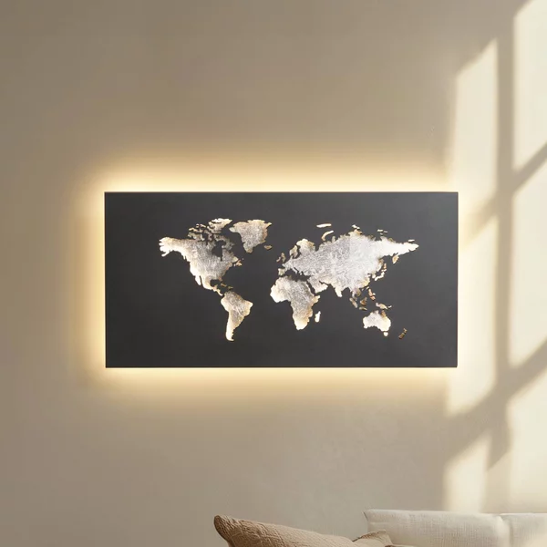 Applique da parete a LED World Lucande, Nero, Soggiorno / Sala da pranzo, Metallo, Moderno, Applique a LED