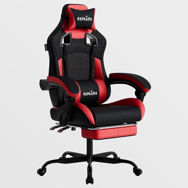 Sedia da gaming - Sedia da ufficio - Poltrona per area giochi - Sedia con poggiapiedi - Sedia da gaming ergonomica nera