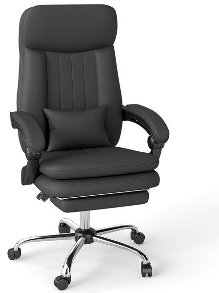 Sedia da ufficio ergonomica - Sedia da ufficio con poggiapiedi - Sedia da lavoro confortevole - Sedia da computer, colore nero