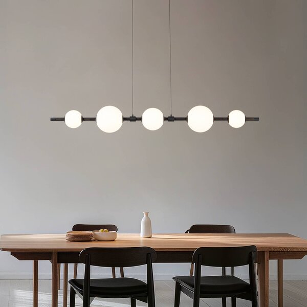 Lucande Lampada LED a sospensione Tanira, nero/bianco, 140 cm, dimmerabile Tanira Lucande,, Nero, Soggiorno / Sala da pranzo, Metallo, Moderno