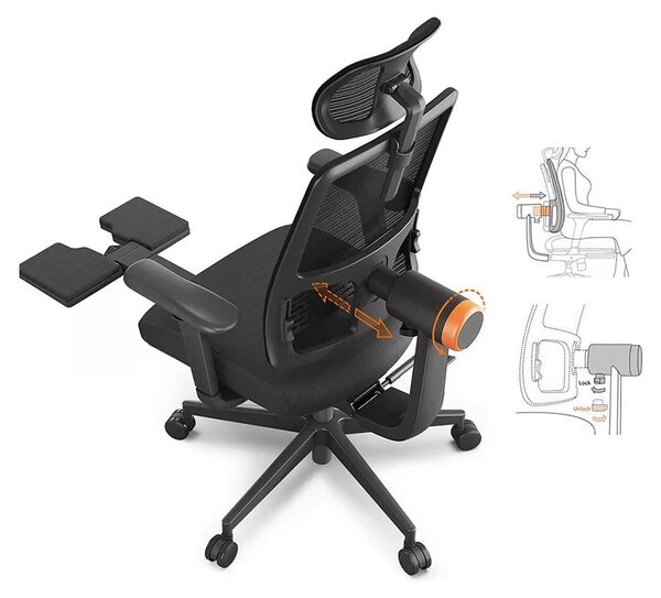 Sedia ergonomica da ufficio - Sedia confortevole - Sedia da lavoro - Sedia da gaming - Con poggiapiedi integrato
