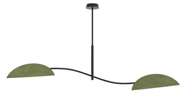 Plafoniera Moderna Ares Acciaio Nero Verde 2 Luci E14 Ip20