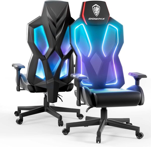 Sedia da gaming con illuminazione LED, braccioli regolabili in 5D e supporto lombare ergonomico